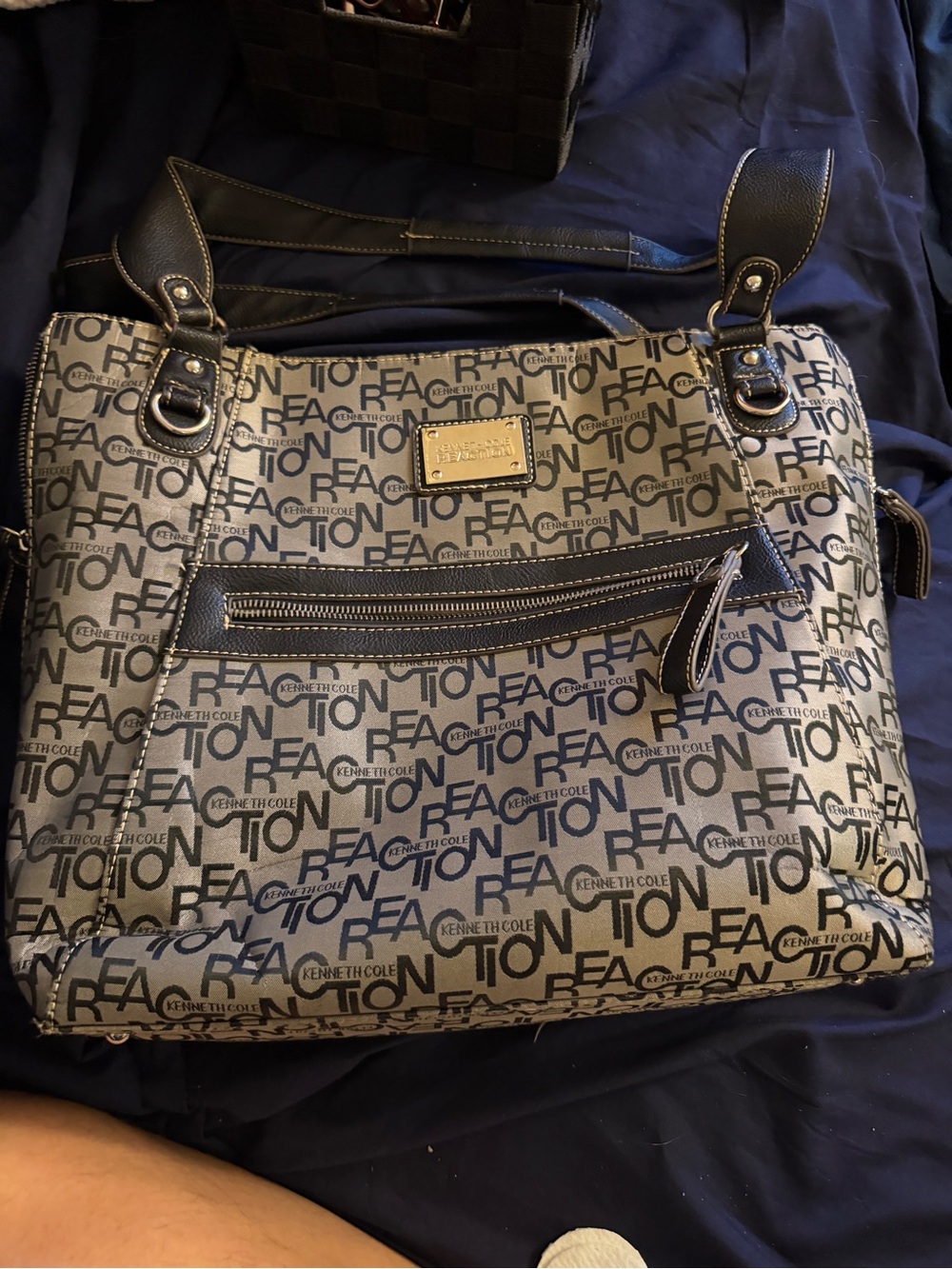 Kenneth Cole Signature Logo Tote in Beige and Black